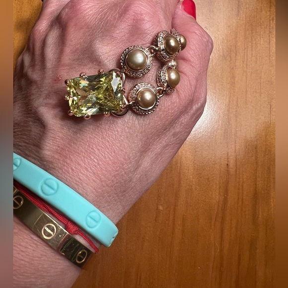 Eddie Borgo Estate Rose Gold Cultured Pearl Pyramid Spike Brass Necklace J Crew - Picture 8 of 15